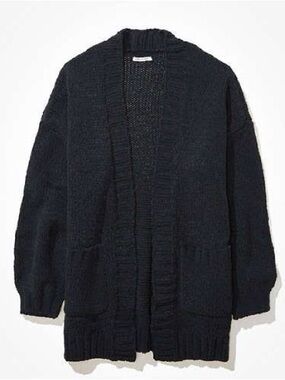 American Eagle Outfitters Navy Open-Front Chunky Cardigan